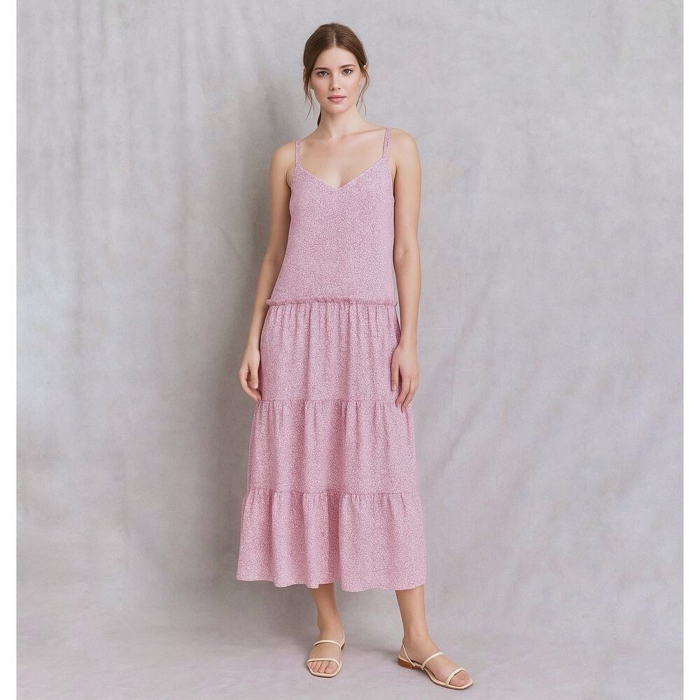 Topshop Pink Floral Tiered Maxi Slipdress size US 8 prairie cottagecore boho NWT